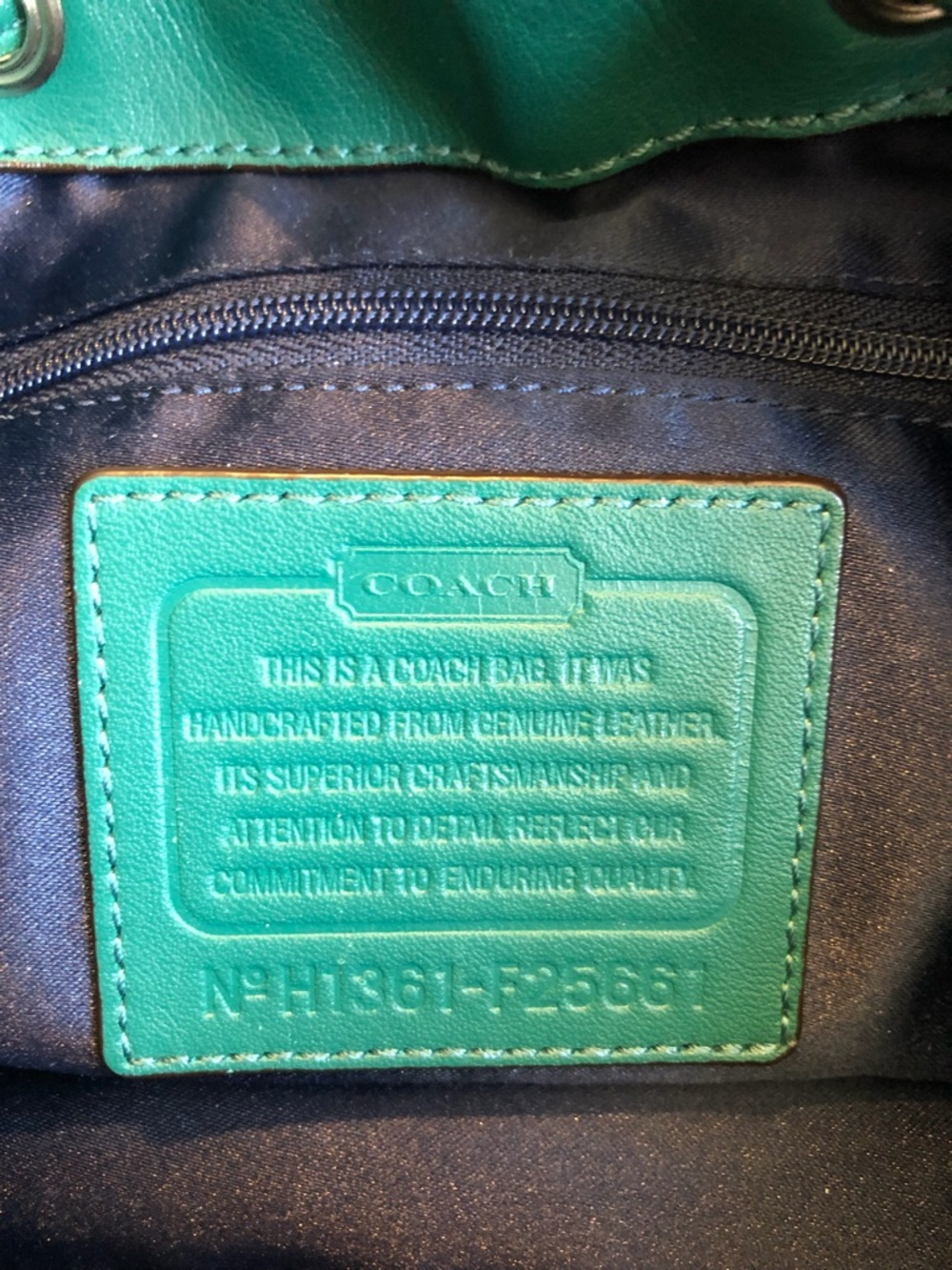 COACH Jade Green Leather Drawstring Shoulder Bag - Picture 7 of 14